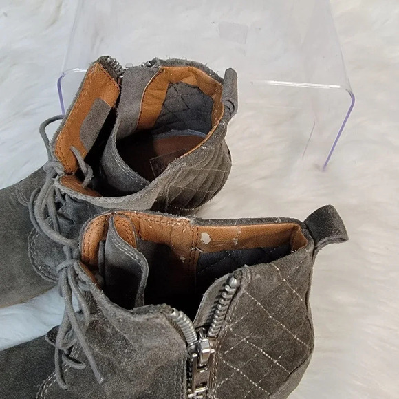 DOLCE VITA KALEN Quilted Suede Ankle Wedge Booties Ankle Boot Olive Size 8 - Picture 8 of 14